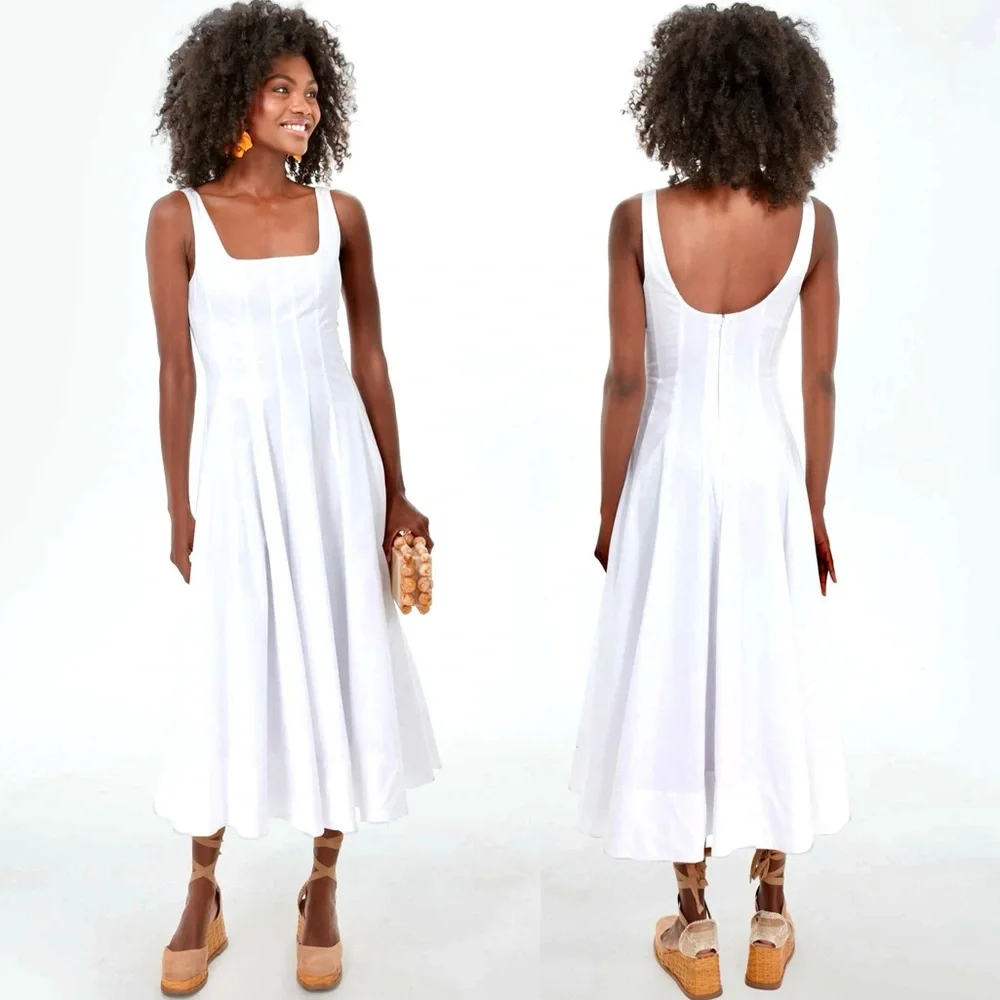 🌺🎉HP🎉🌺 NWT Staud Wells Midi Dress White - Picture 8 of 16